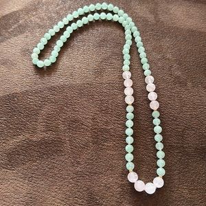 Pink Quartz and Green Jade
